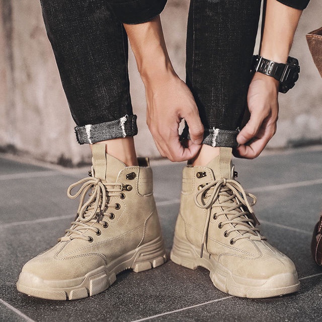 [ HOÀN XU 5% Đơn 0 Đồng ]Giày Bốt Nam Cổ Cao Martin boots  2 Màu Đen - Nâu Thích Hợp Mùa đông - GN396