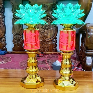 Giá 1 Cặp - Đèn Thờ Phật Hoa Sen LED 7 Màu-Tia Sáng Số 14
