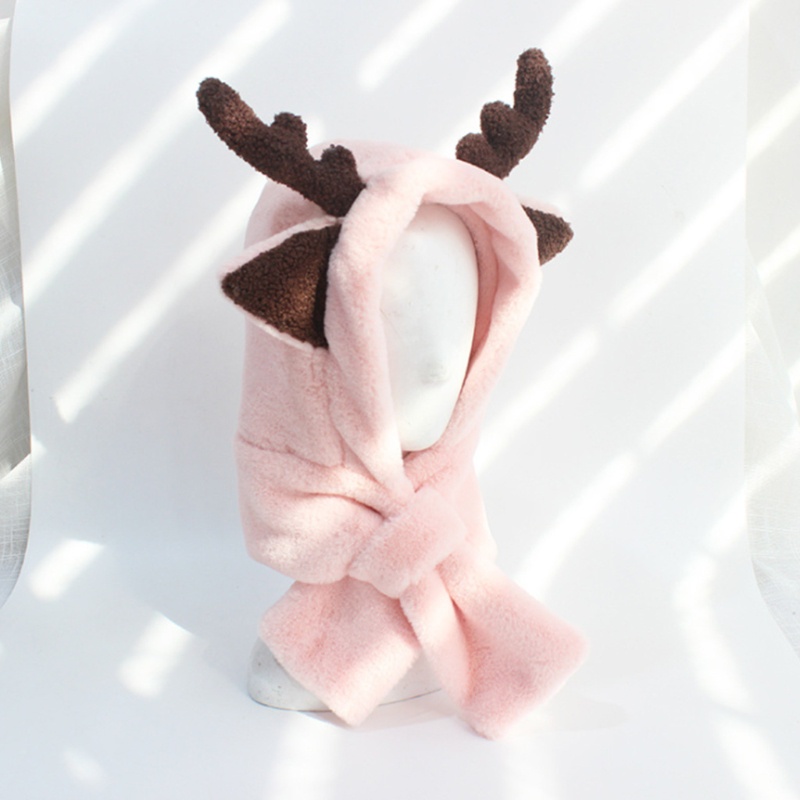 Mũ Trùm Đầu Kiêm Khăn Choàng Cổ Bằng Vải Bông Siêu Mềm Ấm Áp Hình Tuần Lộc