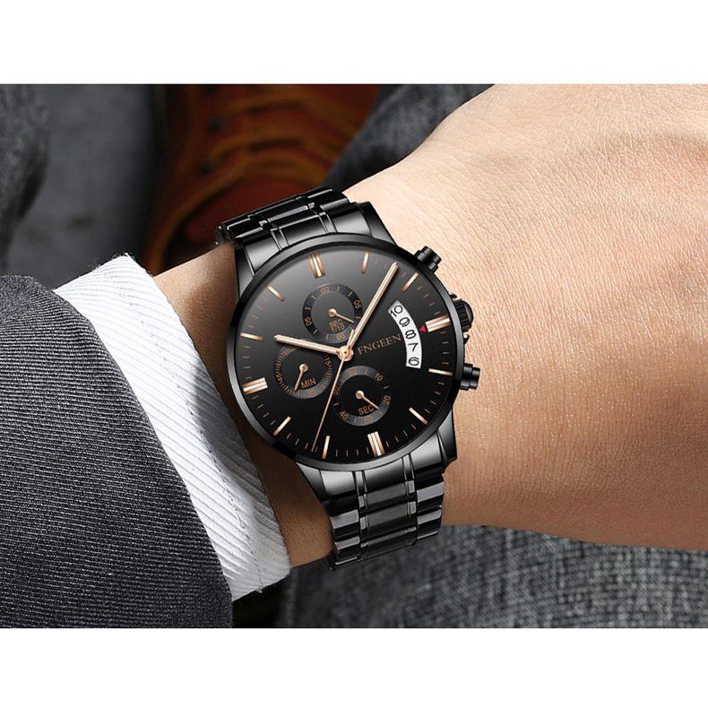 ĐỒNG HỒ NAM FNGEEN F5444 DÂY THÉP ĐEN CAO CẤP +TẶNG PIN 60K | BigBuy360 - bigbuy360.vn