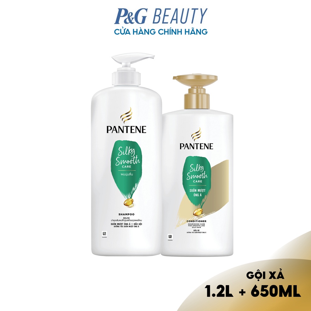 Bộ Dầu gội Pantene 1200ML &amp; Dầu Xả 650ML Mượt Mà Óng Ả
