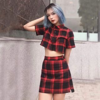 Set váy kẻ caro đỏ (có bán lẻ)