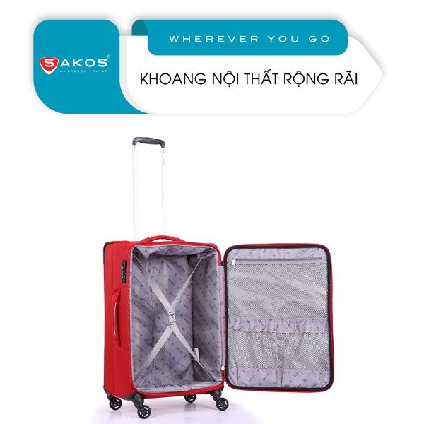 Vali Kéo Vải Du Lịch SAKOS ELITE 4.5 - Size XS (20inch)/ Xách Tay (Cabin) - Khóa TSA - Chống Thấm, Trượt Nước