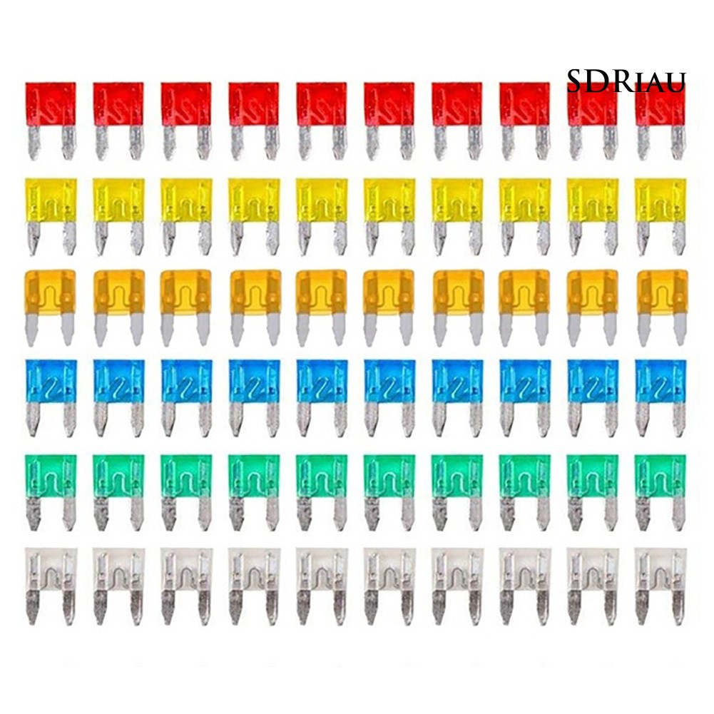 Bộ 60 cầu chì 5A 10A 15A 20A 25A 30A thích hợp cho xe hơi
