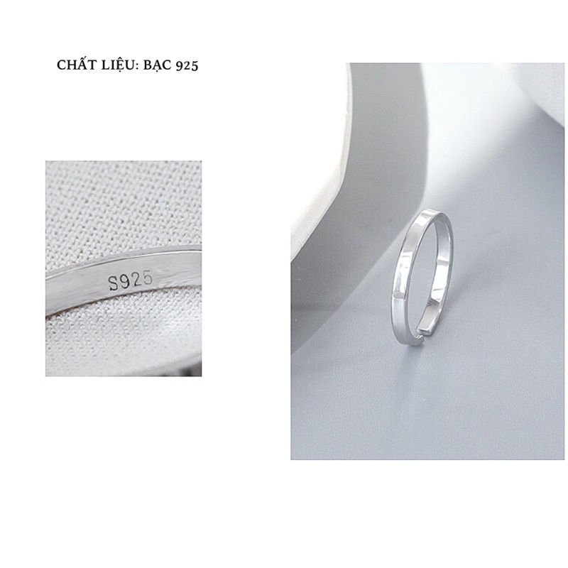 Nhẫn Bạc Nữ N1009, Nhẫn Trơn Bạc Ý Hàng Thiết Kế Cho Nữ Phong Cách Trẻ Trung Hàn Quốc Freesize