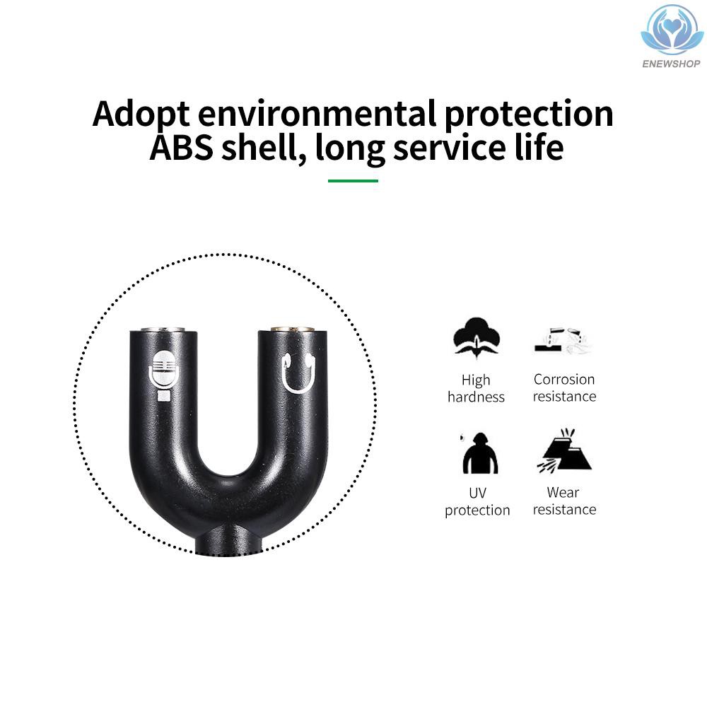 【enew】3.5mm Audio Adapter U-type Audio Converter Earphone Connector Headset Microphone Adapter for Mobile Phone PC Laptop White | BigBuy360 - bigbuy360.vn