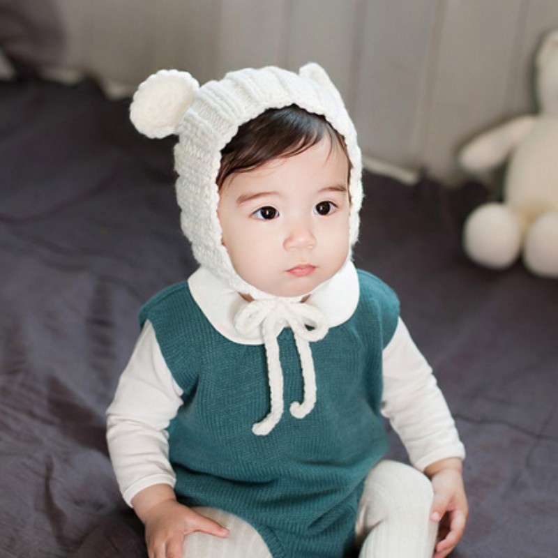 Mũ len hoạt hình trùm tai giữ ấm mùa đông phong cách Hàn Quốc cho bé