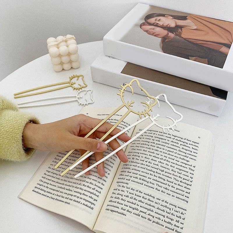 Kẹp Tóc Hình Mèo Bằng Kim Loại Nhám 2 Góc Tối Giản Hiện Đại Cho Nữ