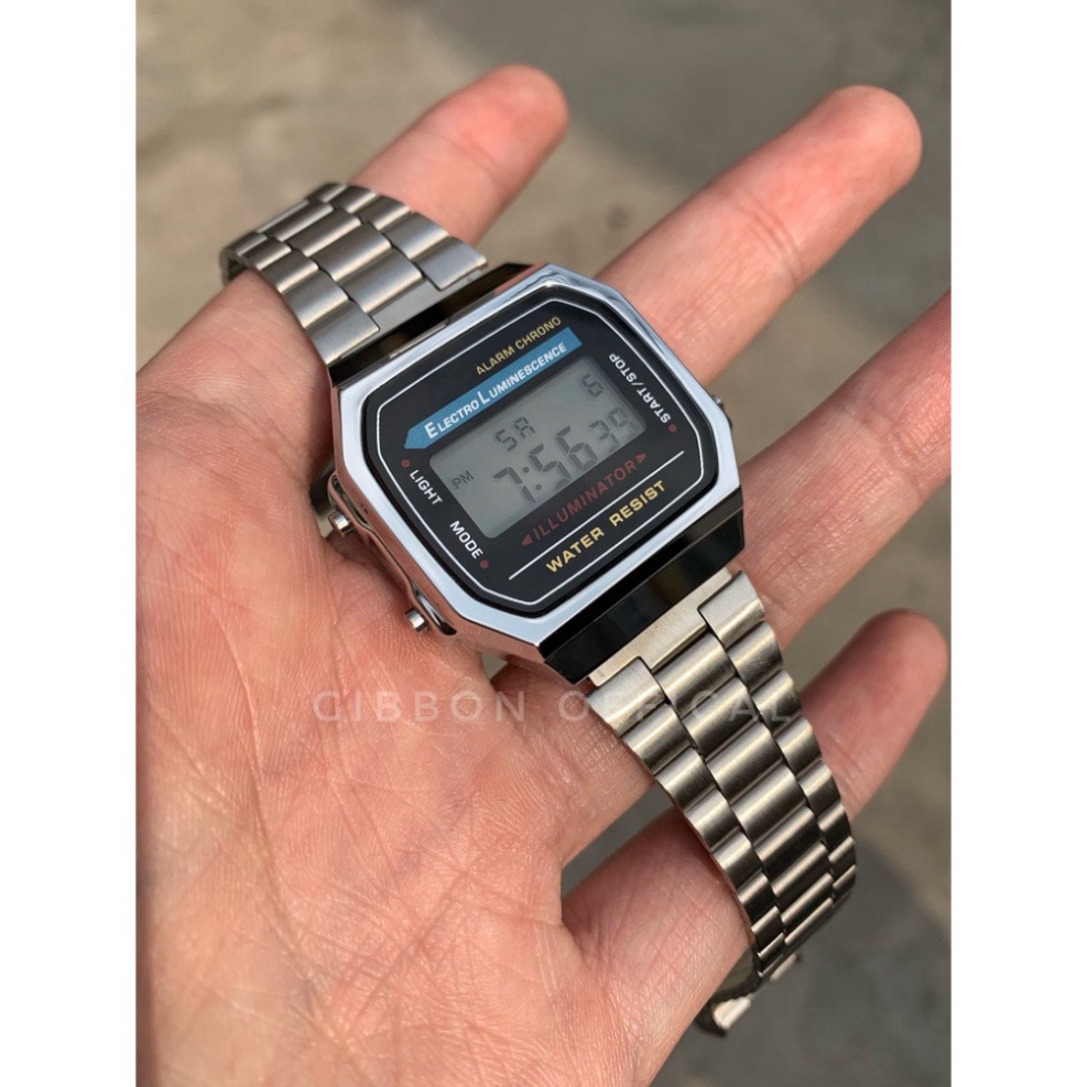 Đồng hồ nam, nữ a168 dây thép không rỉ 4 màu thời trang