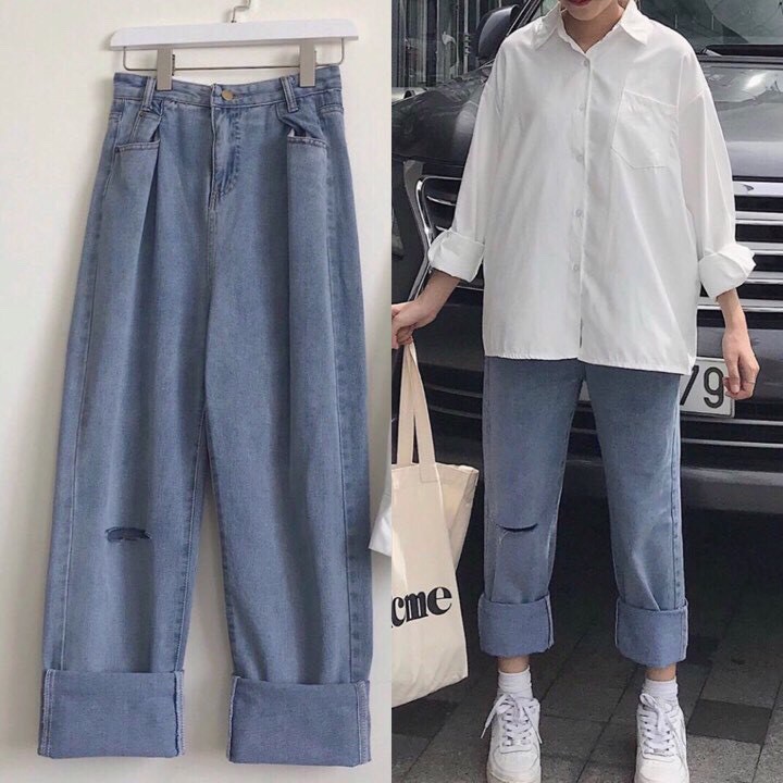 [ ĐẸP HƠN NGƯỜI YÊU CŨ ] QUẦN BAGGY JEAN ỐNG RỘNG CAO CẤP NITIQC RÁCH GỐI CỰC CÁ TÍNH-KCS12309