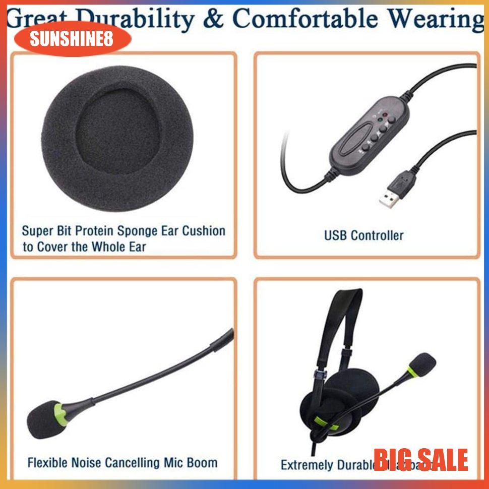 【SUN】Computer Usb Headset Call Center Headset Noise Cancelling Wired Headset