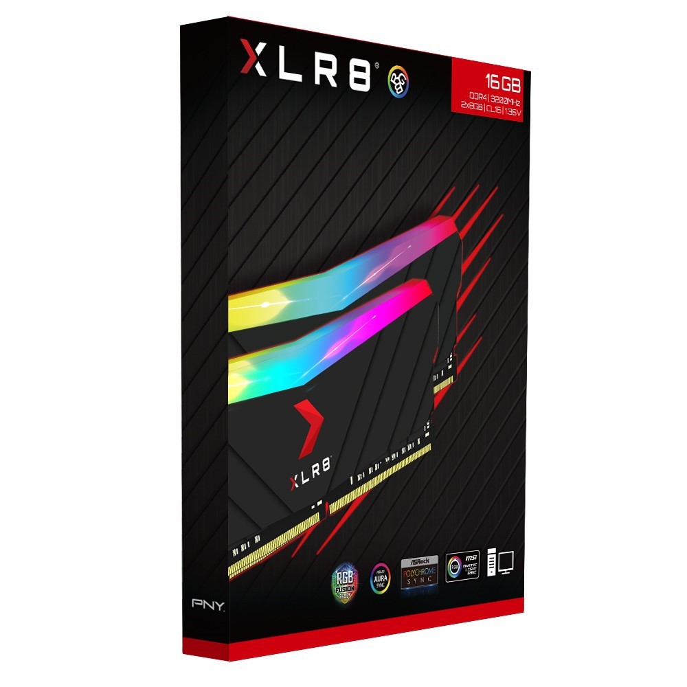 Cặp Ram PC Gaming PNY cho máy tính để bàn DDR4 LED RGB 16GB x 2 ( 32GB) - Chính Hãng, BH 36 THáng