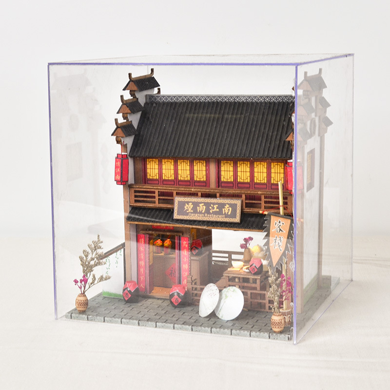 Trung Quốc phong cách diy cabin cửa hàng làm bằng tay lắp ráp đồ chơi thu nhỏ cảnh nhà cổ xây dựng mô hình nhà gỗ