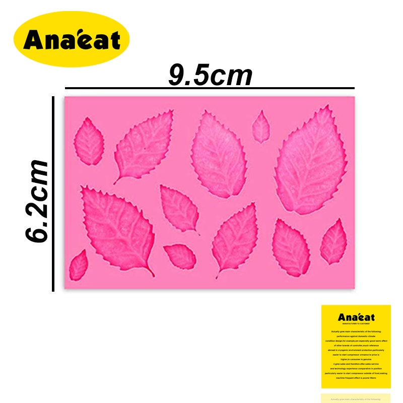 Khuôn Silicon ANAEAT Hình Lá Hoa Hồng Dùng Để Làm Kẹo Đường/Socola Trang Trí Bánh Sinh Nhật
