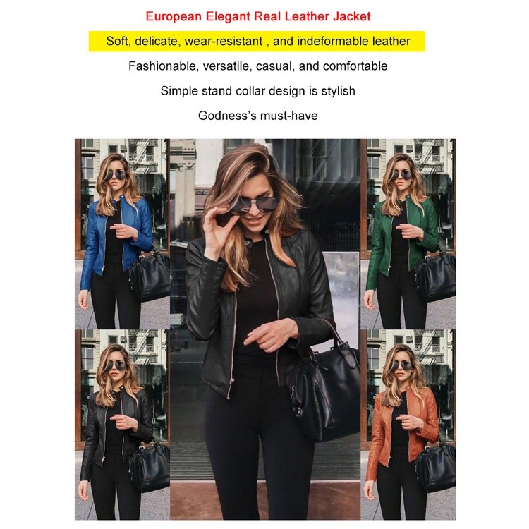 Áo khoác da thật phong cách Châu Âu thanh lịch cho nữ | BigBuy360 - bigbuy360.vn
