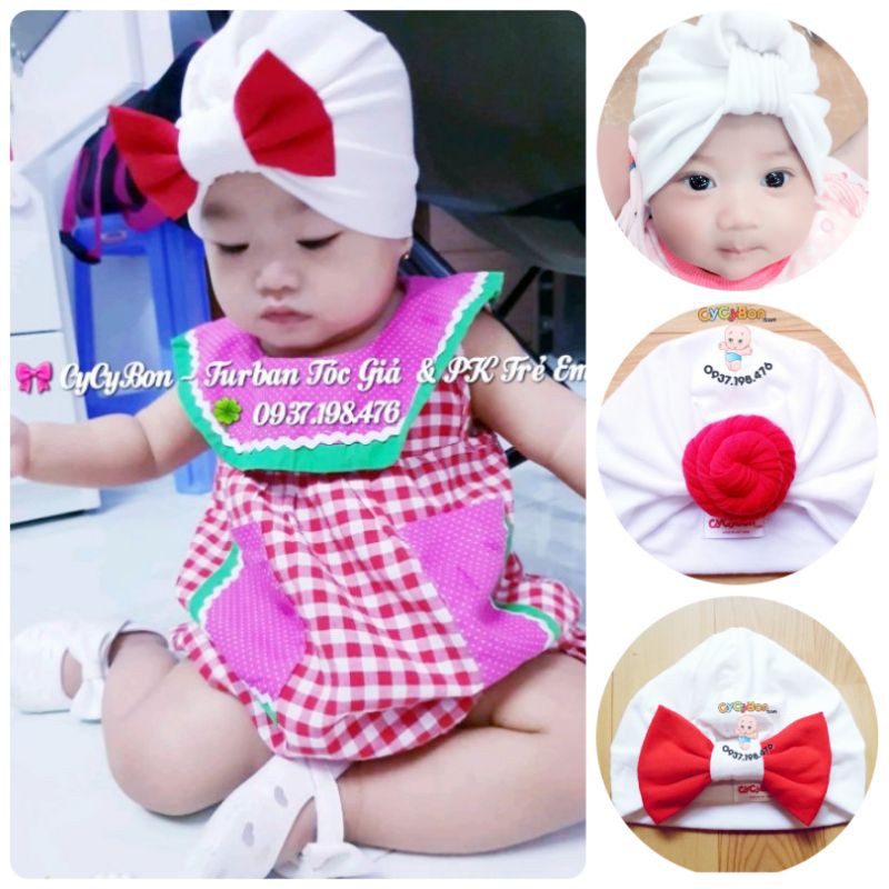 Nón Turban Cho Bé Màu Trắng Cực Xinh Có 7 Kiểu