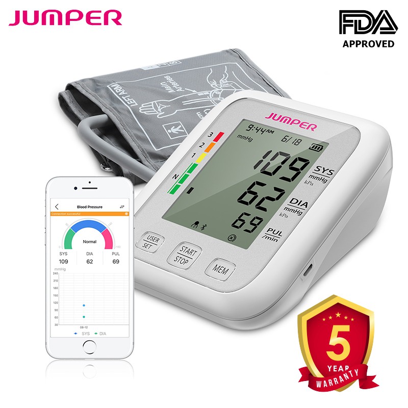 Máy đo huyết áp bắp tay Jumper HA120 chứng nhận FDA Hoa Kỳ (Bluetooth + APP điện thoại)