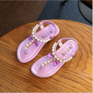 Sandal xỏ ngón bé gái đính ngọc trai (2-6 tuổi)