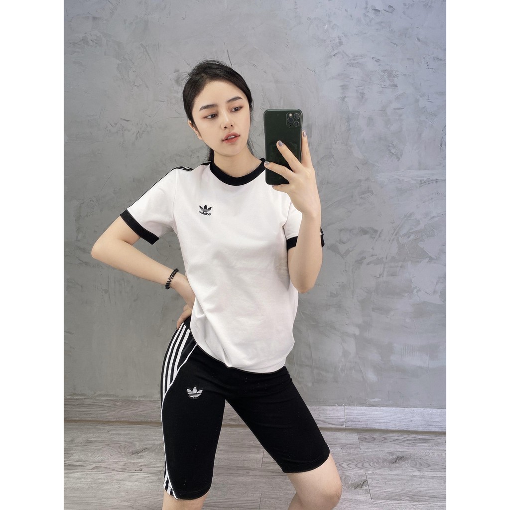 (HÀNG XUẤT XỊN) Quần Legging Short das đen phối 3 sọc