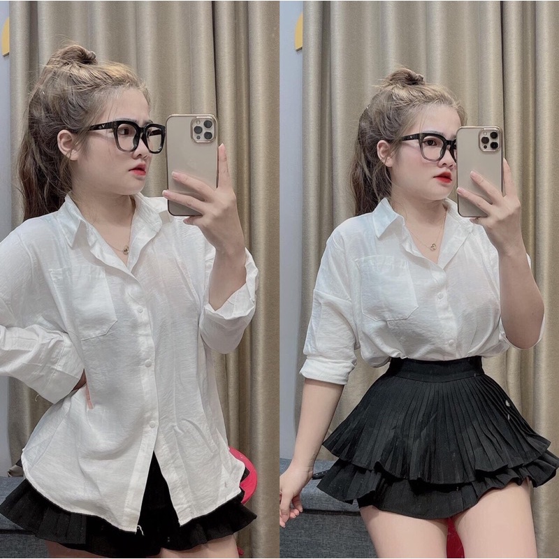 [CÓ ẢNH THẬT] Sơ  Mi Đũi Giấy Cổ Bẻ Form Rộng Thụng Dấu Quần - Áo Sơ Mi Cổ Đức Ulzzang Hot Trend 2022