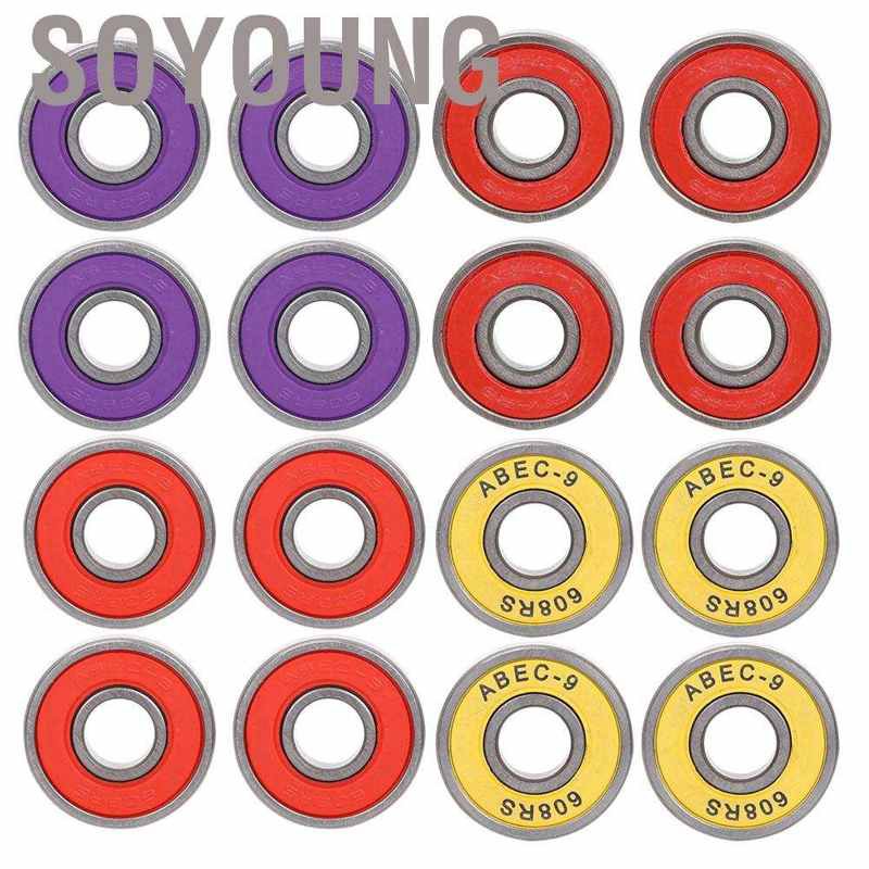 Soyoung Skateboard Bearings Pack of 8 Slime ABEC-7/9 608RS Scooter Ball Kit