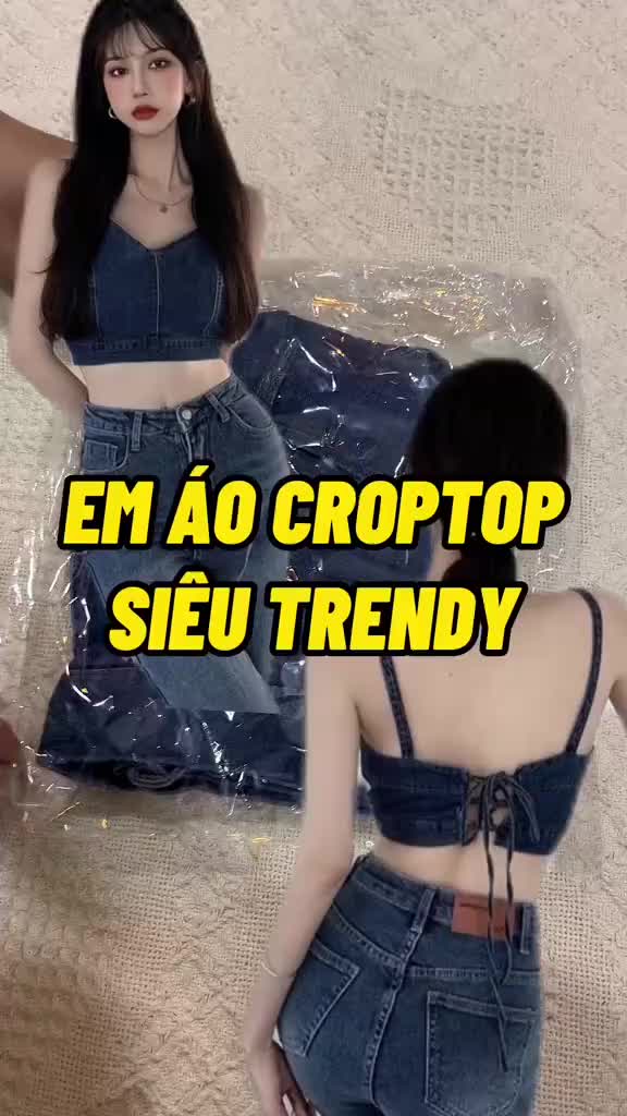 Áo croptop 2 dây jean đan lưng, áo kiểu body kiểu hàn quốc tôn dáng VD840 | BigBuy360 - bigbuy360.vn