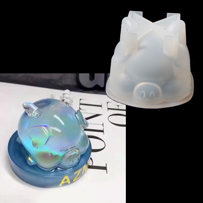Khuôn Silicon Làm Đồ Trang Trí Hình Chú Heo Hoạt Hình Dễ Thương DIY