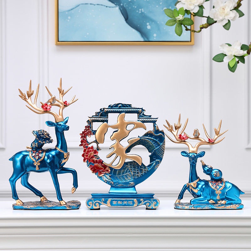 Đồ trang trí Hươu. Tượng Hình Con Hươu May Mắn Sáng Tạo Trang Trí Nội Thất