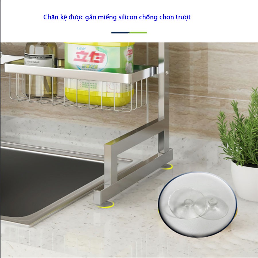 Kệ để chén bát trên chậu rửa Inox 304 dày , size 85cm