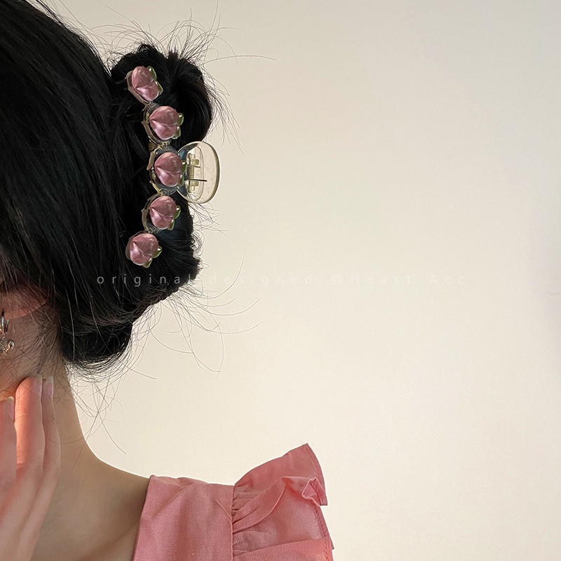 Kẹp Tóc Trong Suốt Hình Quả Đào Phong Cách Hàn Quốc Cho Nữ