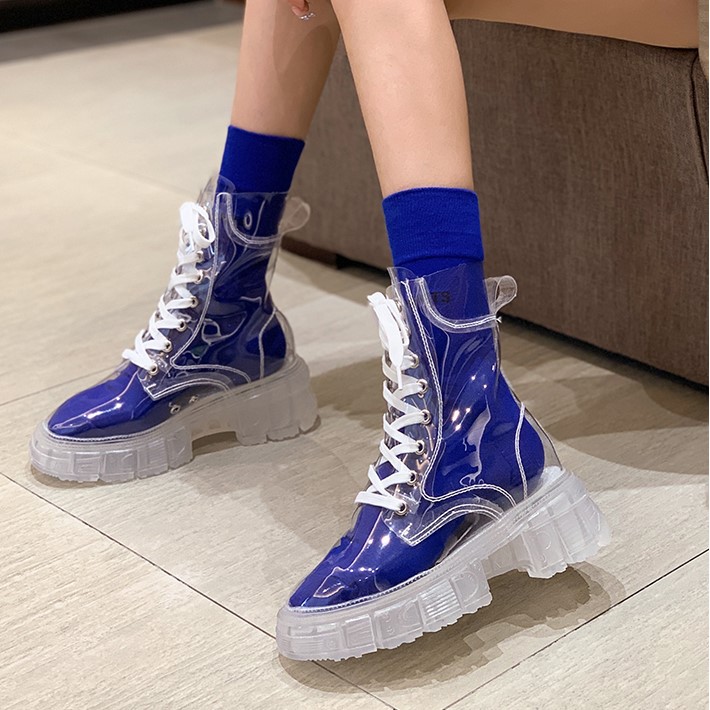Giày boot nữ cao cổ trong suốt 🧦 TẶNG 01 ĐÔI TẤT NGẪU NHIÊN 🧦 Đế cao 5cm chống trơn trượt, chống mài mòn | BigBuy360 - bigbuy360.vn