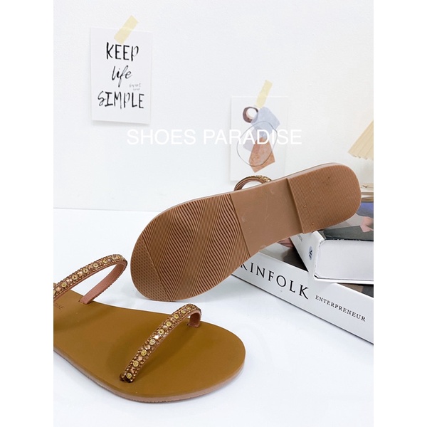 Dép Nữ Thời Trang Đế Bệt Hai Quai Đá Shoes Paradise MS01