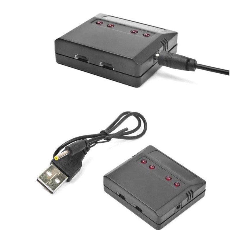 Bộ sạc pin 1s 3.7V 500mA - Sạc được 4 pin cùng một lúc, có đầu cắm sạc qua cổng USB tiện lợi