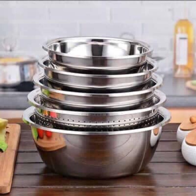 Set Rổ Bát Inox 5 Món Siêu Bền Và Tiện Dụng