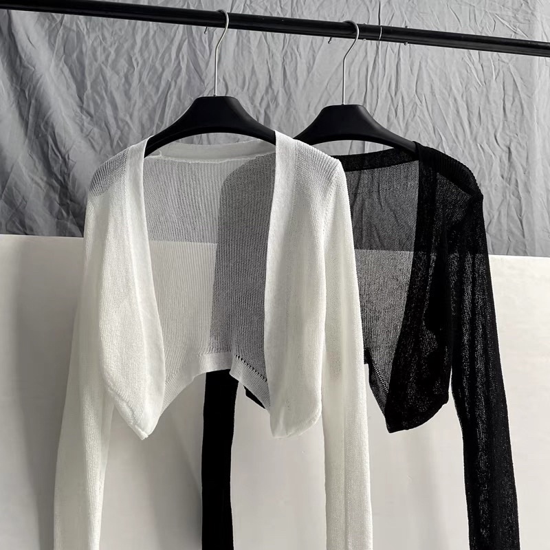 CARDIGAN, ÁO KHOÁC LEN MỎNG DÁNG COPTOP, DÀI TAY, KHÔNG KHUY, THỜI TRANG CHO NÀNG ĐI BIỂN NGÀY HÈ