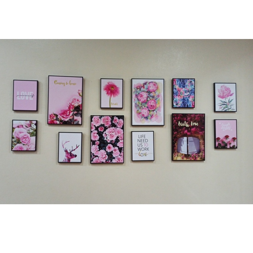 Tranh Treo Tường Canvas, Decor Phòng ngủ ⚡FREE SHIP⚡ Bộ 6 tranh hoa mẫu đơn đẹp giá rẻ, khung nổi