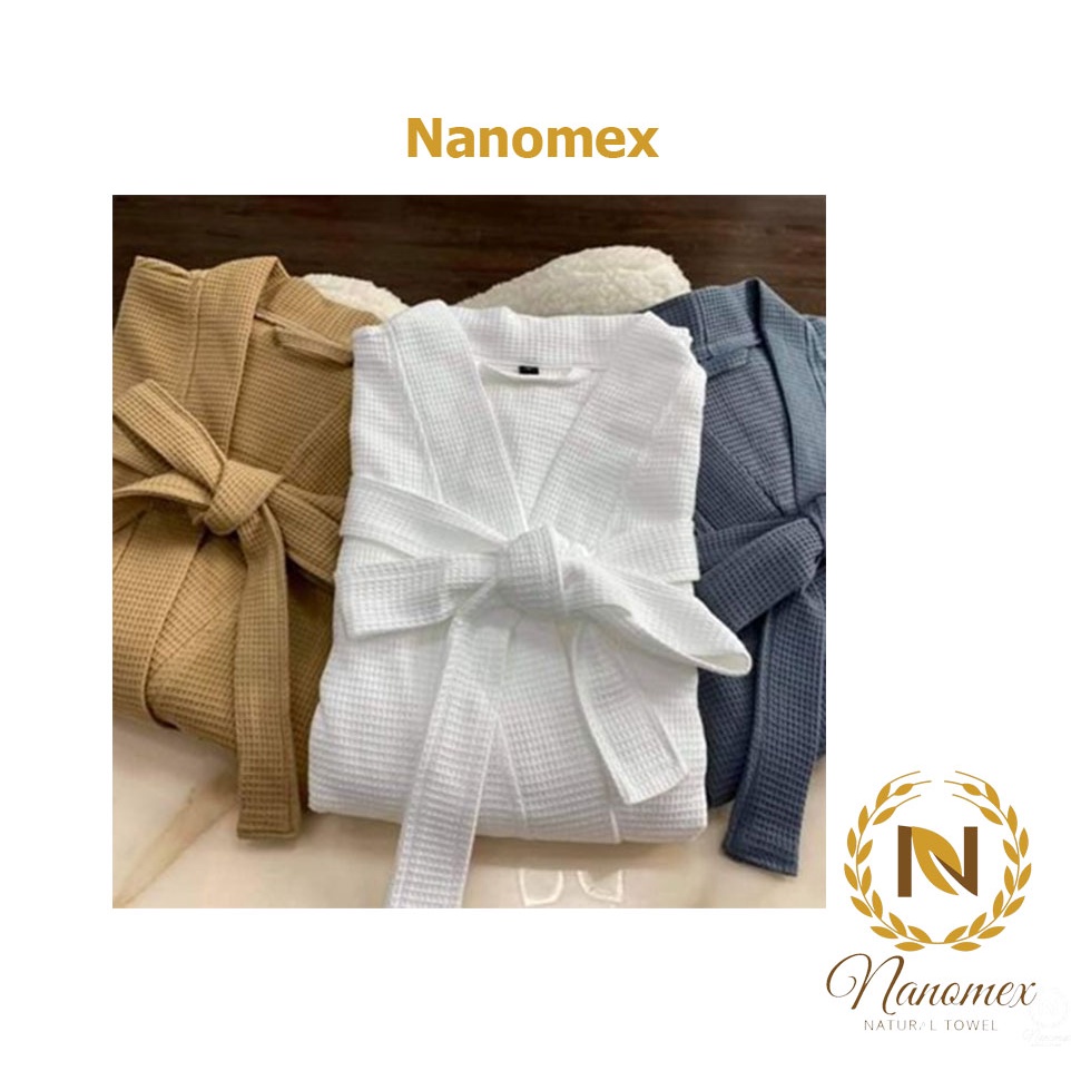 Áo choàng tắm khách sạn trắng resort spa cao cấp chất bông 100% cotton cực kỳ thoáng mát dễ chịu khi mặc Nanomex