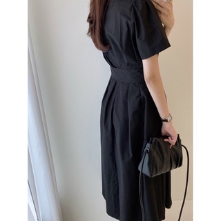 Đầm midi xếp ly eo