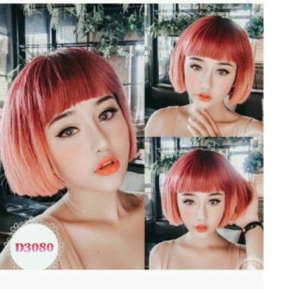 tóc giả nữ hiền hồ❤freeship 50k❤ tóc giả víc thẳng ngang ngố tặng lưới chùm tóc