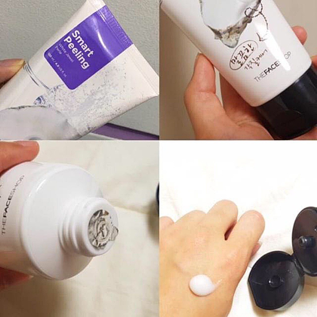 Tẩy Tế Bào Chết The Face Shop Smart Peeling White Jewel 120ml Hàn Quốc Với Chiết Xuất Từ Ngọc Trai