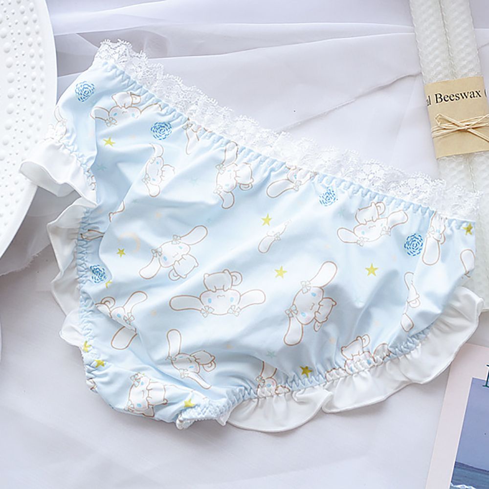 Quần Lót Cotton Không Đường May Viền Ren In Họa Tiết Hoạt Hình Dễ Thương Cho Nữ