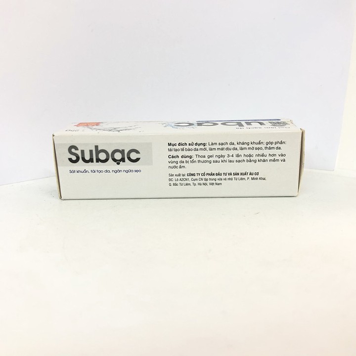 Gel SuBạc- hỗ trợ làm sạch da và sát khuẩn da, niêm mạch miện, giúp tái tạo da,  tái tạo da, ngăn ngừa sẹo