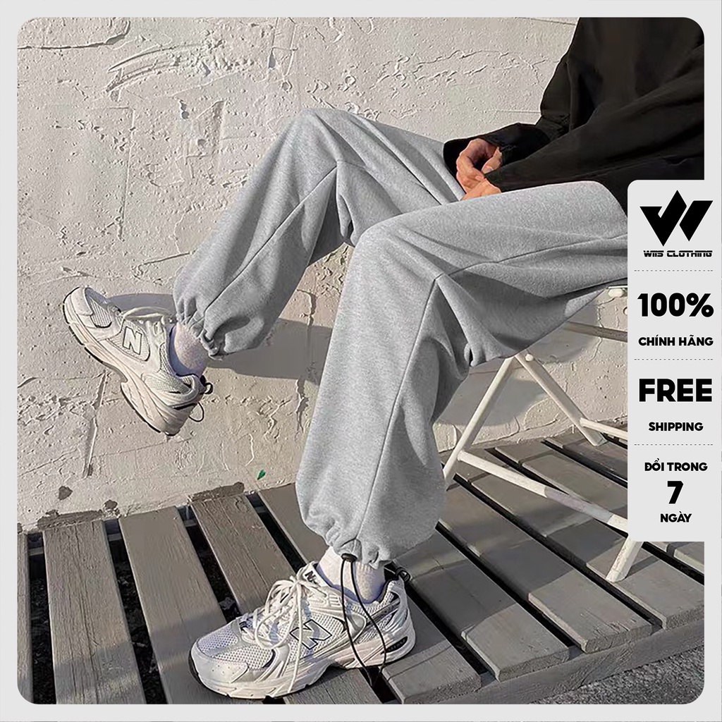 Quần jogger ống rộng WIIS unisex Bó Chun dây rút basic track pants nam nữ oversize