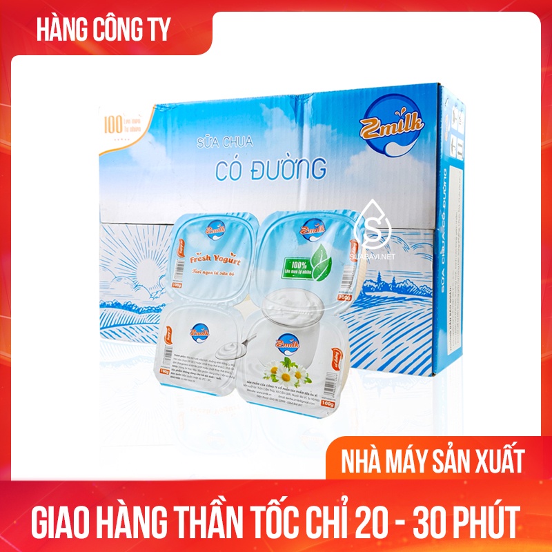 Mẫu Mới Sữa Chua Ba Vì Có Đường Thùng 48 Hộp