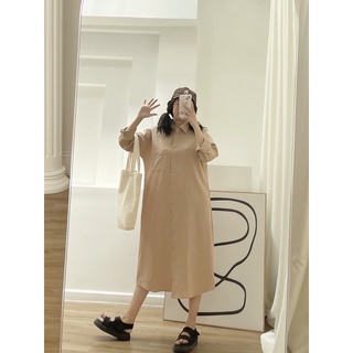 [ CRUSHH STUDIO - ẢNH CHÍNH CHỦ ] D07 - Đầm sơ mi suông beige