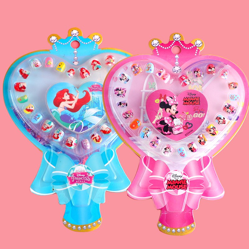 Sét 24 móng tay giả (có keo dính sẵn) kèm dũa móng tay họa tiết công chúa Elsa, Shopia cho bé gái