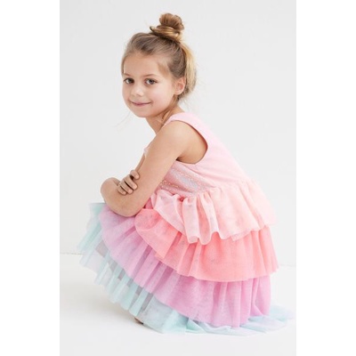 Váy hồng công chúa, đính cườm long lanh, chân váy nhiều tầng bồng bềnh, Hờ mờ TBN săn SALE