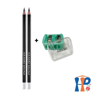 Combo Chì mí Asami Eyeliner Pencil & Shapeners 10gr (2 Chì mí BK01 đen + 1 Chuốt chì) Hani Peni