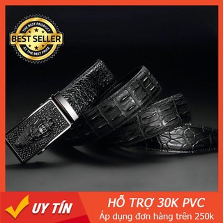 ⚡️ flash sale ✨ thắt lưng nam da bò 100% vân cá sấu,mặt khóa cá sấu - dây nịt nam