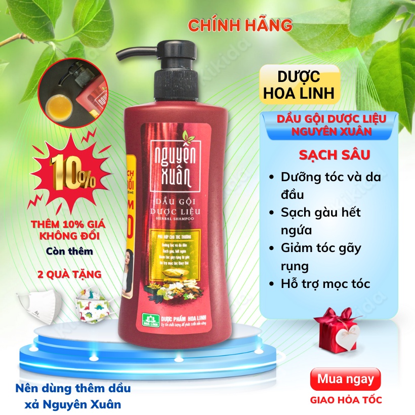 Dầu gội Dược liệu Nguyên Xuân nâu 350ml - Tóc thường